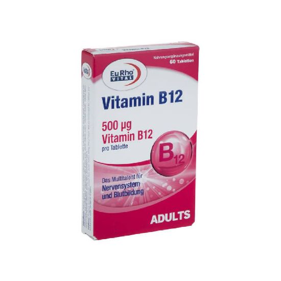 تصویر  قرص زیر زبانی ویتامین B12 یوروویتال ۶۰ عددی