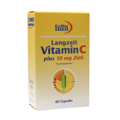 تصویر  کپسول ویتامین C و زینک ۱۰ میلی گرم یوروویتال ۶۰ عددی