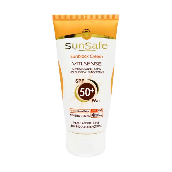 تصویر  ضد آفتاب پوست‌های حساس سان سیف SPF50 بژ طبیعی ۵۰ میلی لیتر