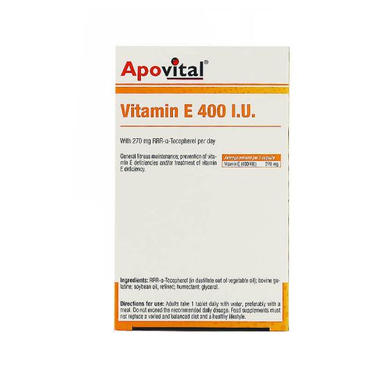 تصویر  کپسول ژلاتینی نرم ویتامین ای ۴۰۰ آپوویتال ۴۰ عددی